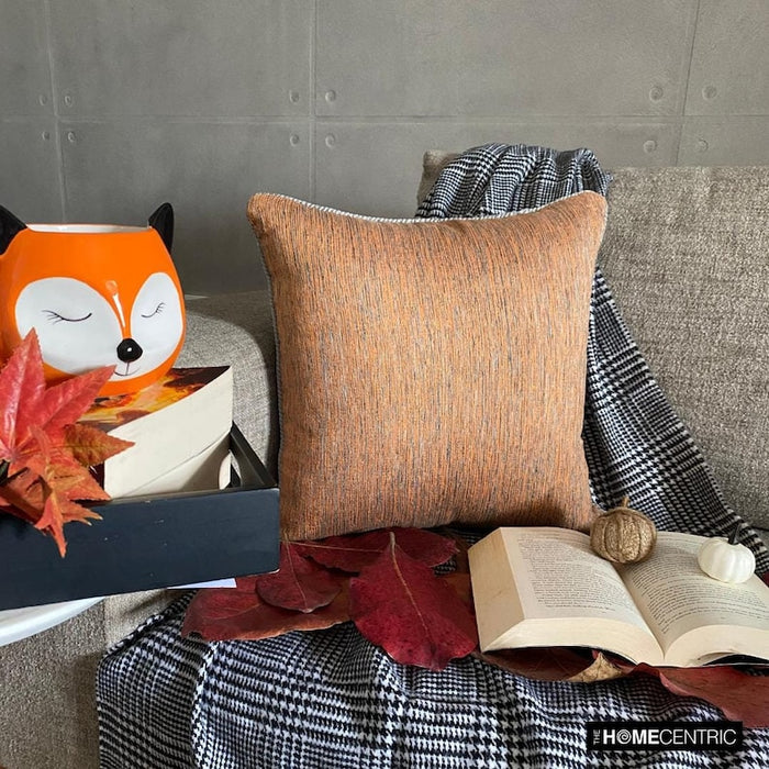 Orange Sitting Room - Orange Jacquard Silk Throw Pillow Cover