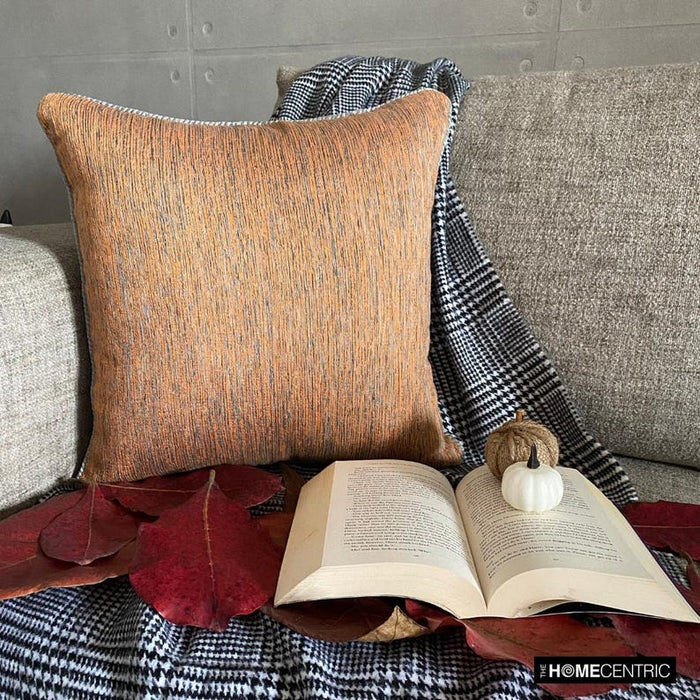 Orange Sitting Room - Orange Jacquard Silk Throw Pillow Cover