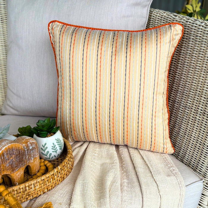 Orange Spiced Ginger - Orange Jacquard Silk Decorative Euro Sham