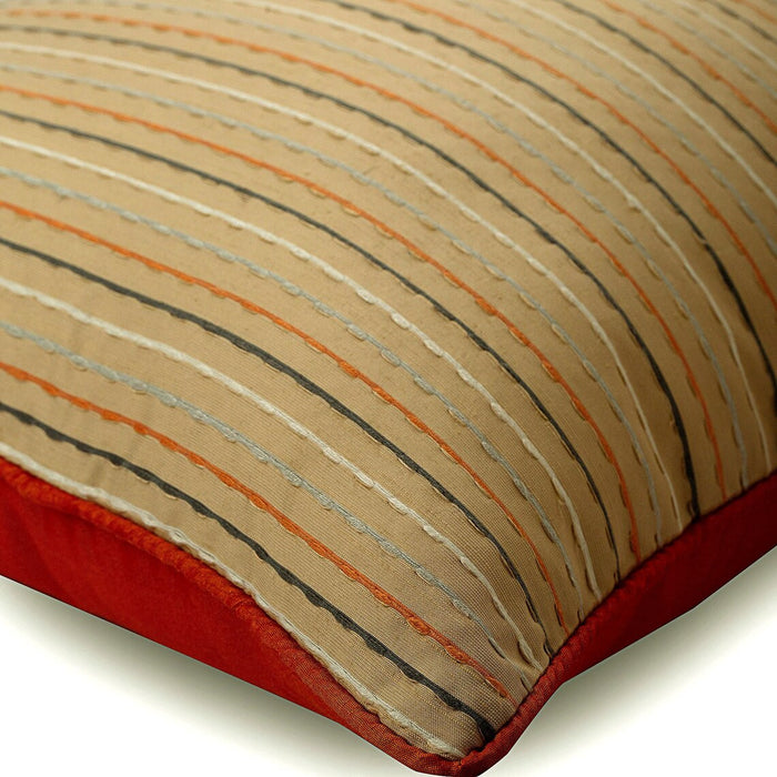 Orange Spiced Ginger - Orange Jacquard Silk Decorative Euro Sham