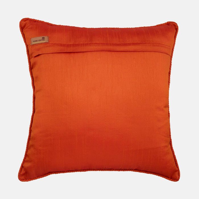 Orange Spiced Ginger - Orange Jacquard Silk Decorative Euro Sham