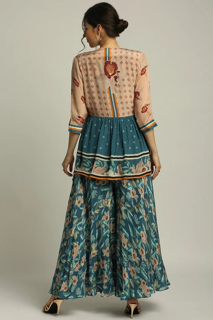 Orchid Bloom Jumpsuit With Overlapped Jacket