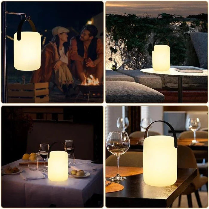 Portable outdoor lantern for cozy evenings, dining, and patio ambiance with warm glow lighting