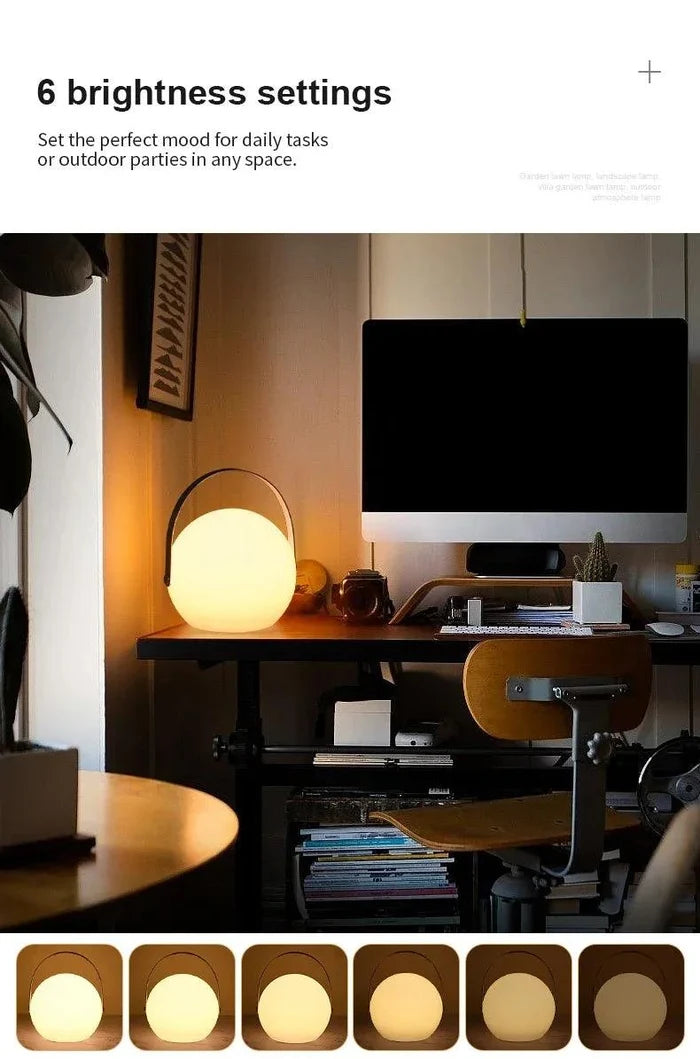 Globe table lamp with 6 brightness settings for cozy home or office ambiance