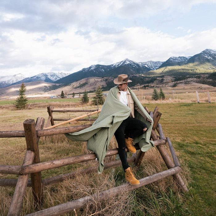Oversized Breeze Throw - Sage, Grey, Moss