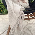 Oversized Breeze Throw with Fringe - Grey