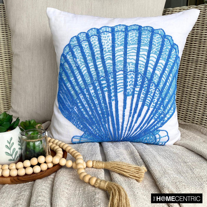 Oyster Bay - Blue Cotton Linen Decorative Euro Sham