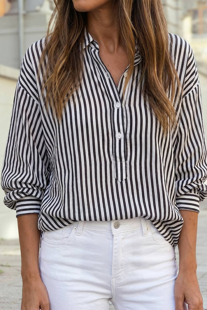 P219 Blouse Black Stripe