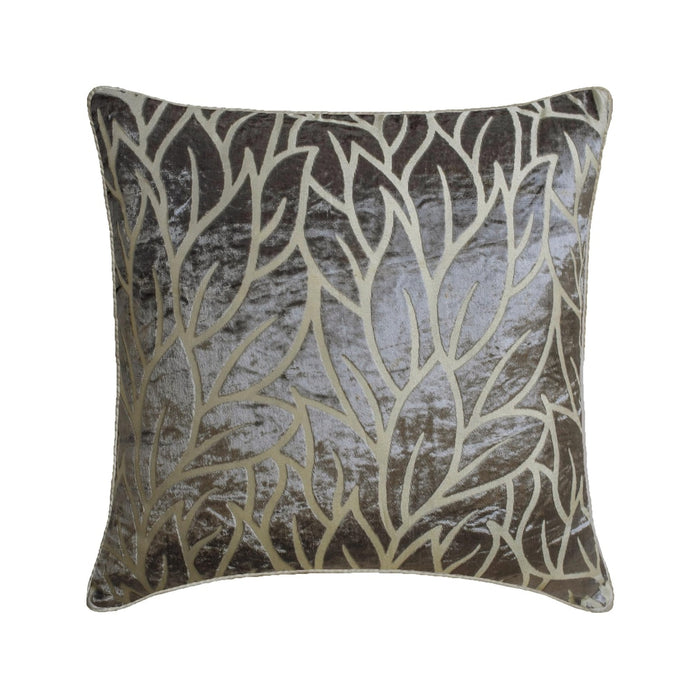 Paloma Gray Leaves - Paloma Gray Burnout Velvet Decorative Euro Sham