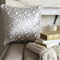 Paloma Gray Scrolls - Gray Burnout Velvet Decorative Euro Sham