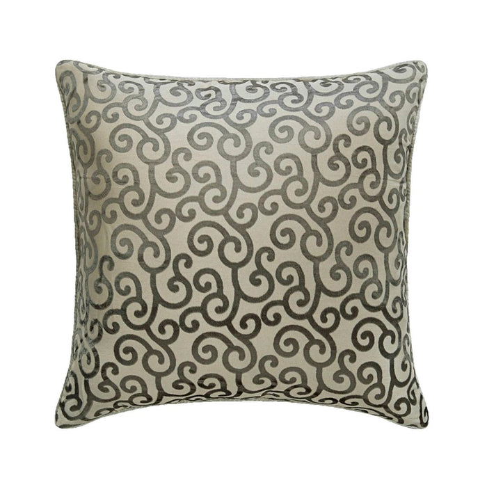 Paloma Gray Scrolls - Gray Burnout Velvet Decorative Euro Sham