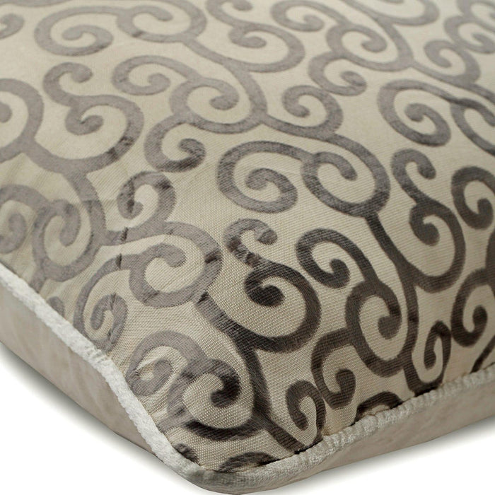 Paloma Gray Scrolls - Gray Burnout Velvet Decorative Euro Sham