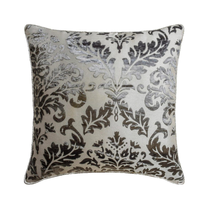 Paloma Grey Damask - Paloma Gray Burnout Velvet Throw Pillow Cover