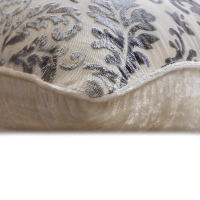 Paloma Grey Damask - Paloma Gray Burnout Velvet Throw Pillow Cover
