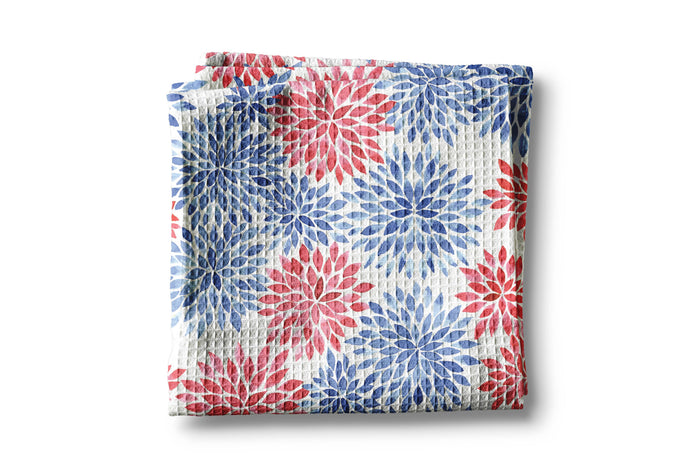Patriotic Red White Blue Kitchen Towel Waffle