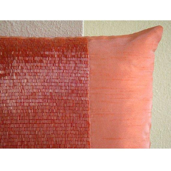 Peachy Orange - Orange Art Silk Decorative Euro Sham