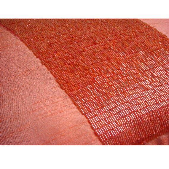 Peachy Orange - Orange Art Silk Decorative Euro Sham