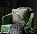 Peacock embroidered cushion
