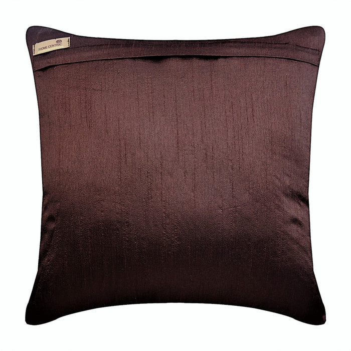 Peacock Sparkle - Brown Art Silk Decorative Euro Sham