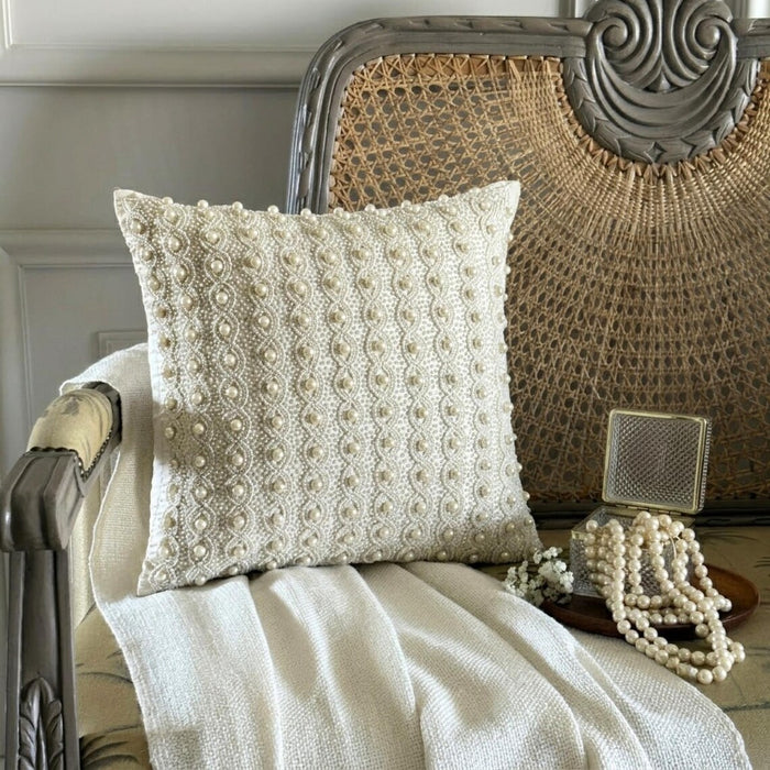 Pearl Bed - Pearl Ivory Art Silk Throw Pillow Cover