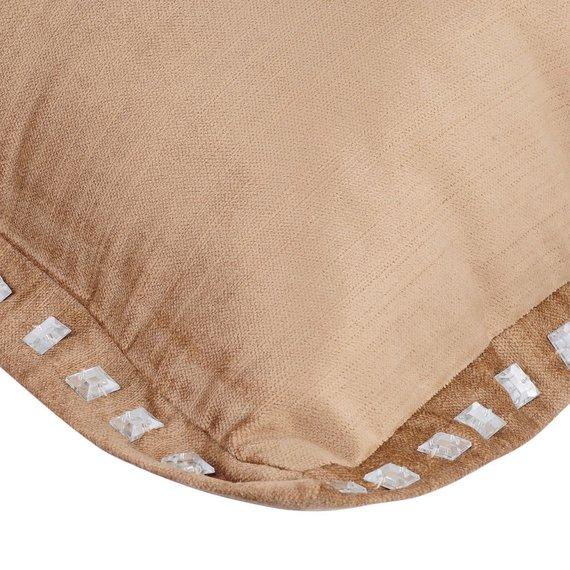 Pearl Beige Crystal Palace - Pearl Beige Velvet Decorative Euro Sham