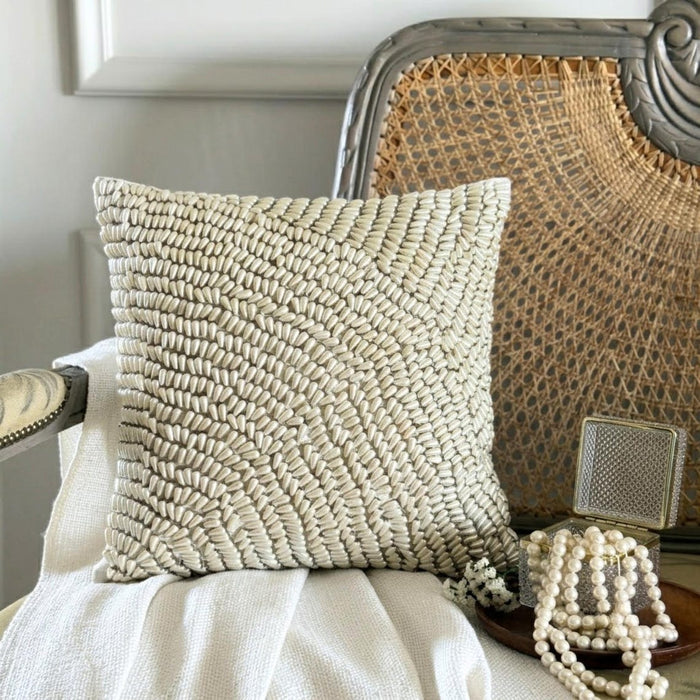 Pearl Dance - Pearl Ivory Art Silk Throw Pillow Cover