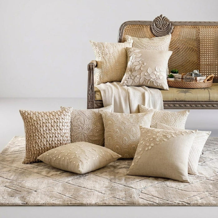 Pearl Essence - Natural Beige Cotton Linen Throw Pillow Cover
