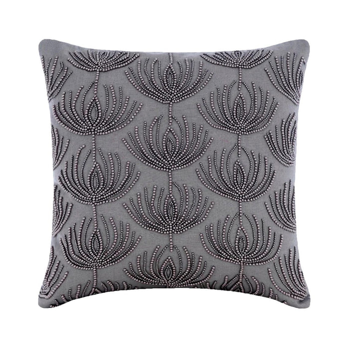 Pearl Harvest - Gray Cotton Linen Throw Pillow Cover