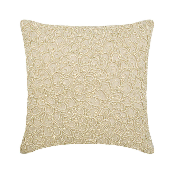 Pearl Haven - Natural Beige Cotton Linen Throw Pillow Cover
