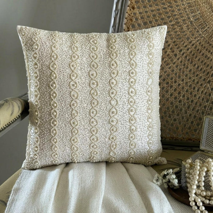 Pearl Ivy - Pearl Ivory Art Silk Throw Pillow Cover