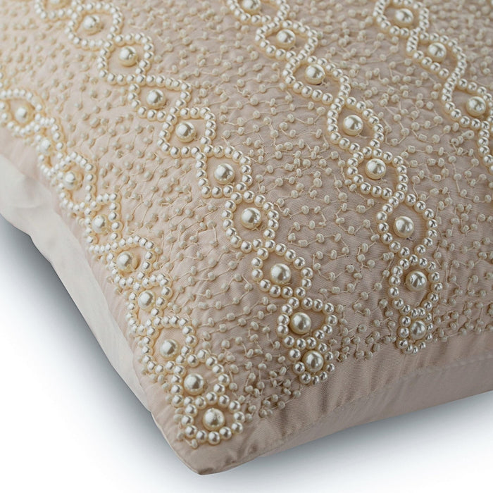 Pearl Ivy - Pearl Ivory Art Silk Throw Pillow Cover