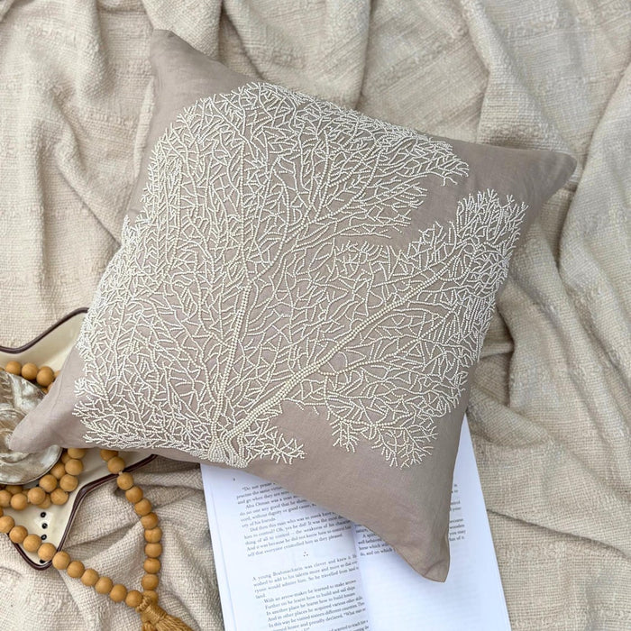 Pearl Shrub - Mocha Cotton Linen Decorative Euro Sham