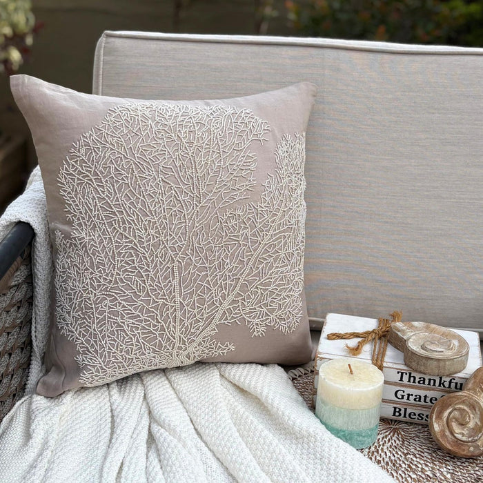 Pearl Shrub - Mocha Cotton Linen Decorative Euro Sham