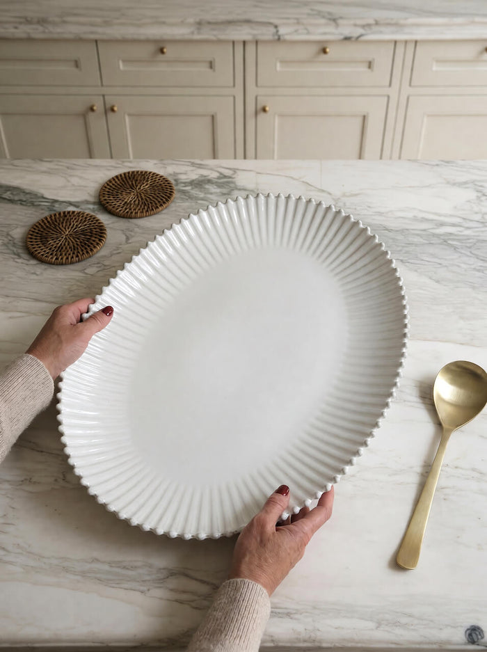 Pearl Stoneware Extra Large Oval Platter