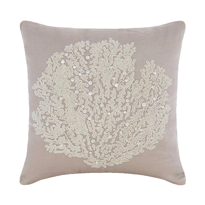 Pearl Weeds - Mocha Cotton Linen Decorative Euro Sham