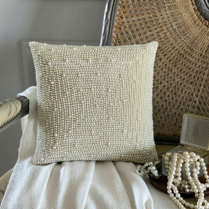 Pearl World - Ivory Art Silk Throw Pillow Cover