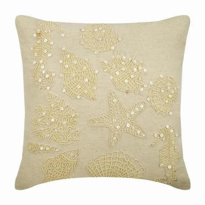 Pearly Sea Bed - Natural Beige Linen Decorative Euro Sham