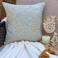 Pearly Sea Tangle - Light Blue Cotton Linen Decorative Euro Sham