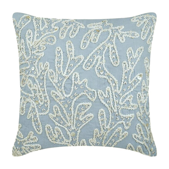 Pearly Sea Tangle - Light Blue Cotton Linen Decorative Euro Sham
