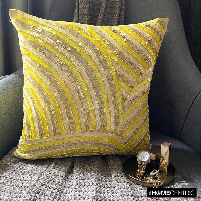 Pearly Yellow - Yellow Art Silk Decorative Euro Sham