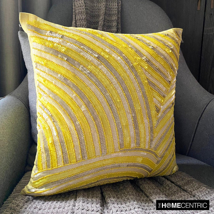 Pearly Yellow - Yellow Art Silk Decorative Euro Sham