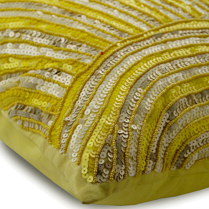Pearly Yellow - Yellow Art Silk Decorative Euro Sham