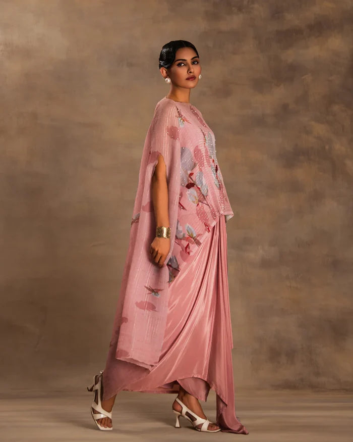 Pink Kaftan & Dhoti Set