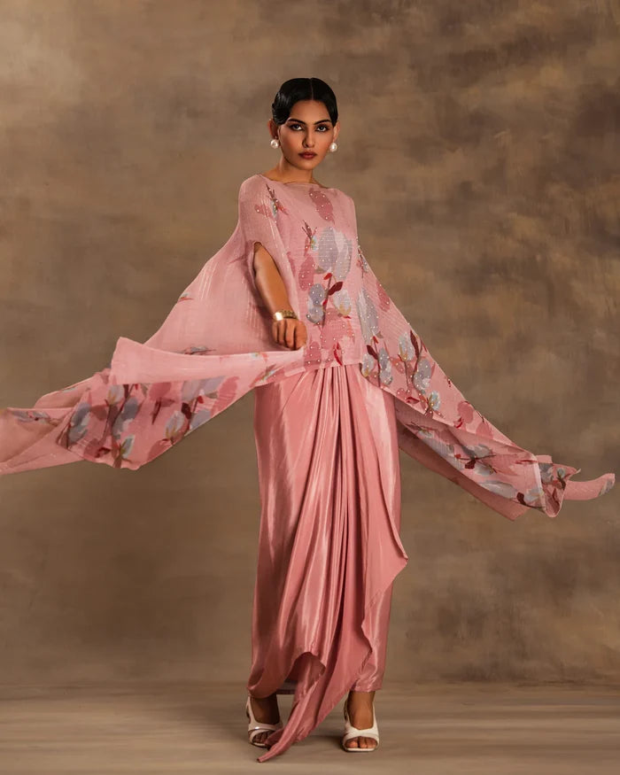 Pink Kaftan & Dhoti Set