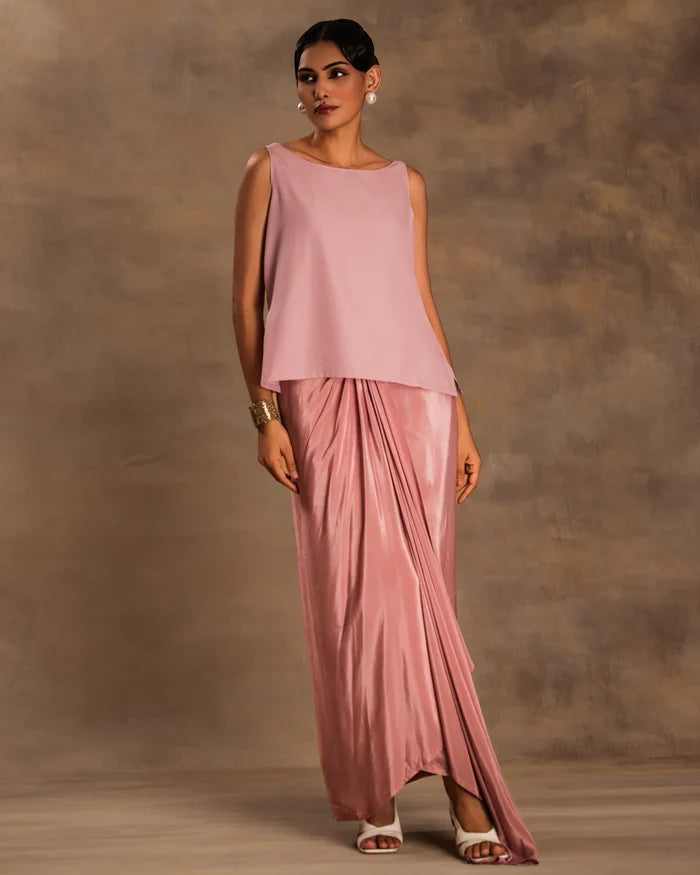 Pink Kaftan & Dhoti Set