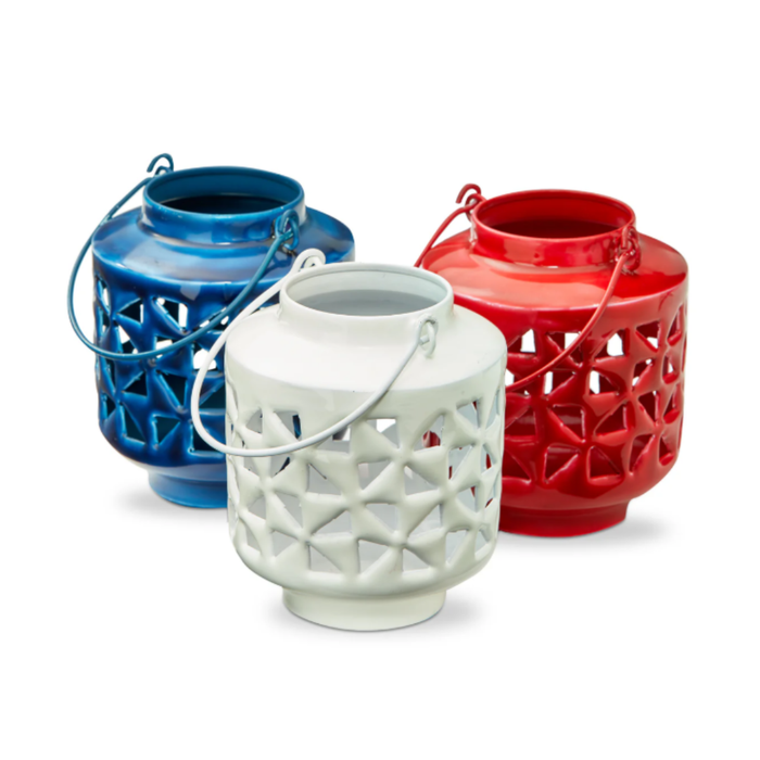 Pinwheel Enamel Lantern #G21327