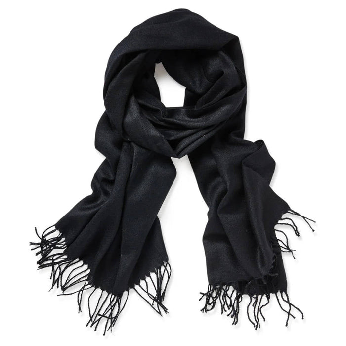 Plain Merino Wool Scarf – Black | 60 x 180 cm - Suzie Anderson Home
