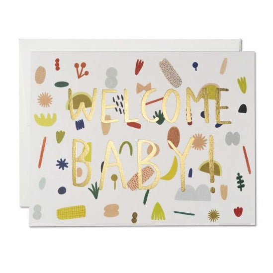 Welcome Baby Card | Playful Welcome Newborn Baby Card | Red Cap Cards | Baby Shower Card | New Mother Card | Golden Rule Gallery | Excelsior, MN