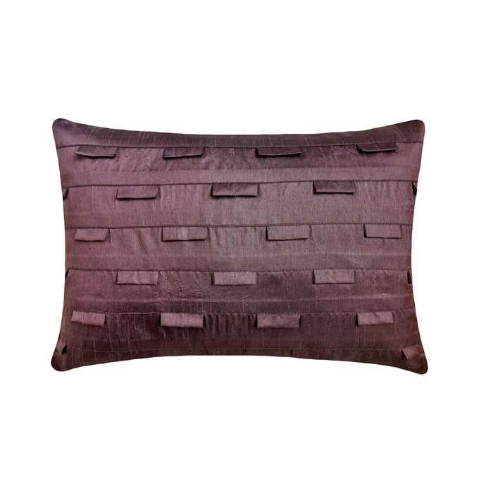 Plum Stripe - Art Silk Plum Decorative Decorative Lumbar  Pillow Cover