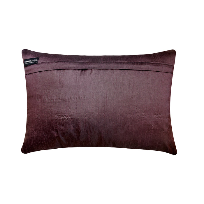 Plum Stripe - Art Silk Plum Decorative Decorative Lumbar  Pillow Cover